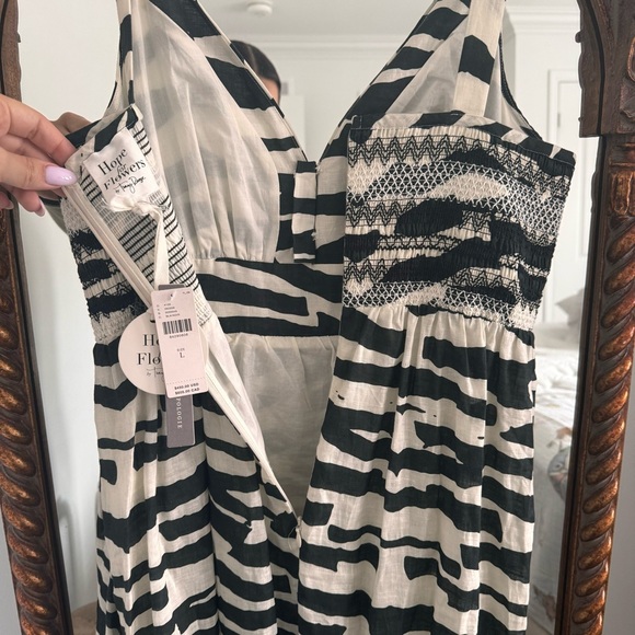 Anthropologie L Hope For Flowers Modern Zebra Print Linen Maxi Dress NWT organic - Picture 8 of 14